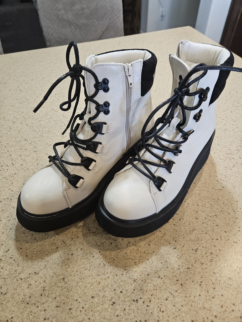 Rocket Dog White and Black Lace-Up Ankle Boots